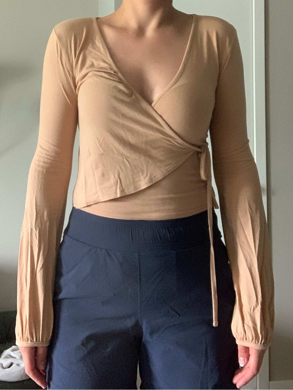 Topshop Tie-up Tan Long Sleeve